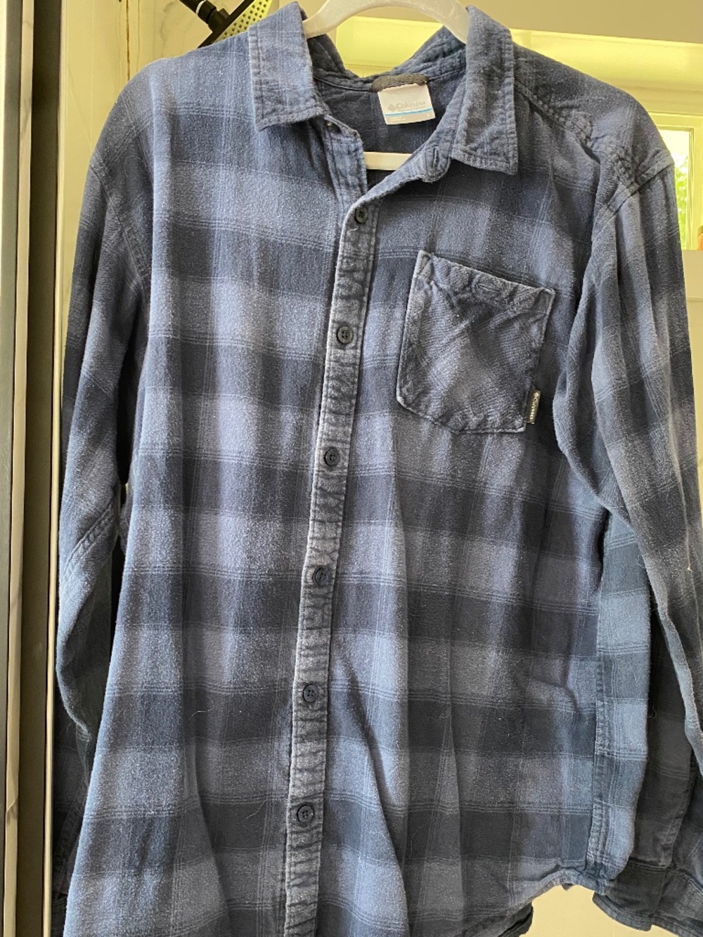 Columbia blue flannel large